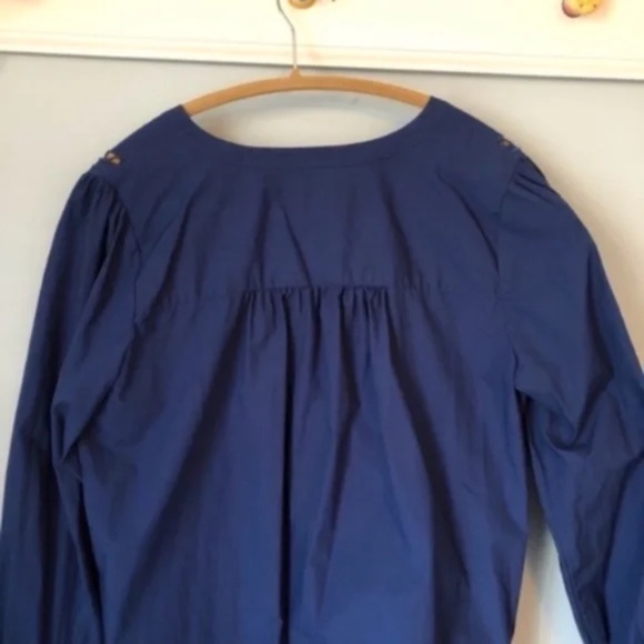 LOFT Cotton Embroidered Tie Cuff Blouse - Picture 5 of 5